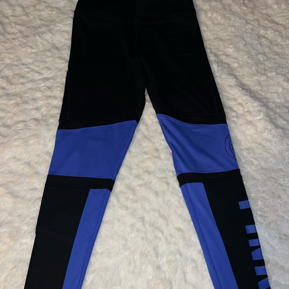 Victoria's Secret PINK Ultimate Leggings Pants High Waist Black Blue Mesh Size L